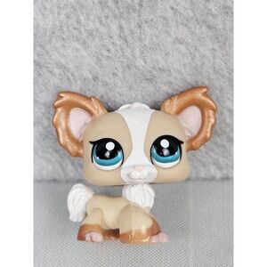 Littlest Pet Shop LPS #1082 Brown White Shimmer Chihuahua Journal Dog, Blue Eyes